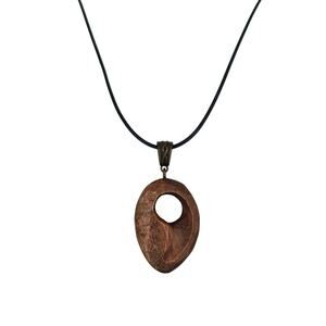 Handmade Curved Wooden Yin Yang Minimalist Modern Pendant Necklace